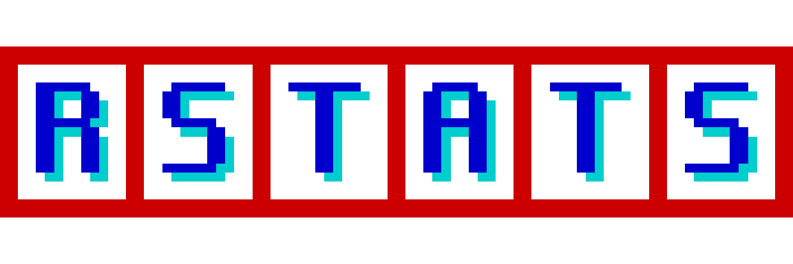 Stylized bitmap image that says 'RSTATS`.