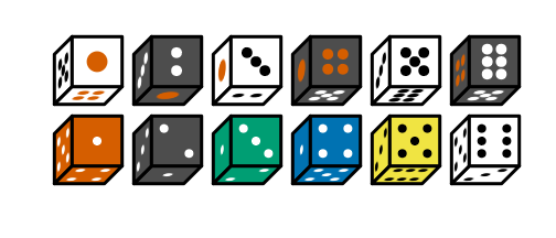 Traditional pipped dice (Western and Asian-style)