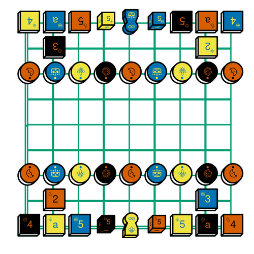  Starting arrangement for Shogi with a StackPack